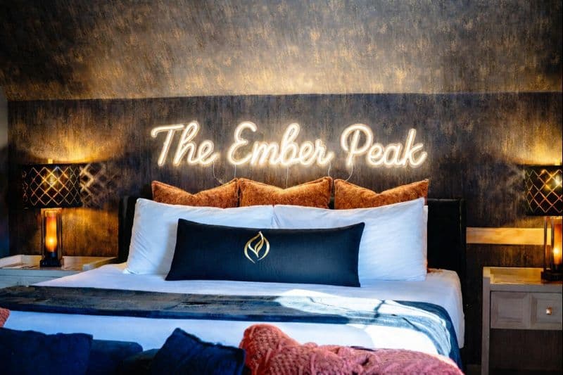 The Ember Peak neon headboard