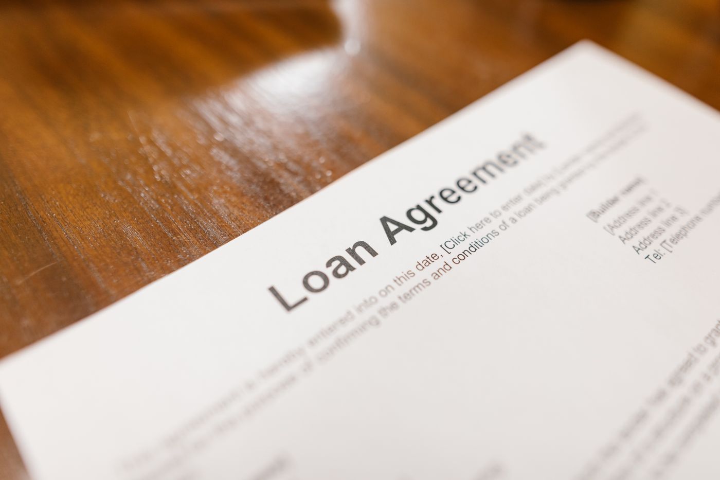 A loan agreement ready to sign