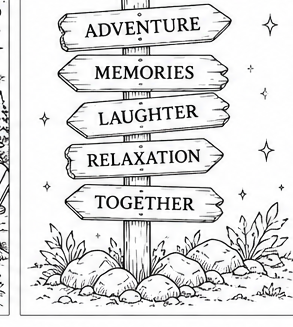 Coloring page — Adventure Signpost